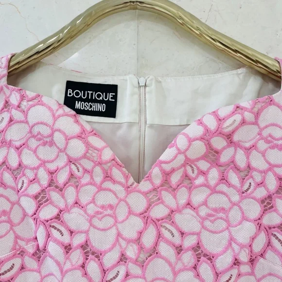 BOUTIQUE MOSCHINO {8} Pink Lavender Dress Cap Sleeve Fitted - Picture 3 of 10